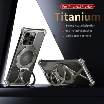 Aluminum Alloy Frameless Case With Rotatable Holder Magnetic Metal Case For iPhone