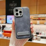 Luxury Plating PU Leather Fold Bracket Holder Phone Case For iPhone Electroplating Kickstand Shockproof Cover - Image 3