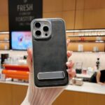 Luxury Plating PU Leather Fold Bracket Holder Phone Case For iPhone Electroplating Kickstand Shockproof Cover - Image 4