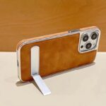 Luxury Plating PU Leather Fold Bracket Holder Phone Case For iPhone Electroplating Kickstand Shockproof Cover - Image 5