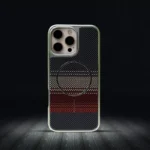 2Business Carbon Fiber Striped Electroplated Silver Magnetic Case For iPhone