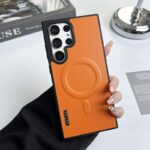 High Quality Hot Contrast Colors Leather Magnetic Charging Mobile Phone Case for Samsung Ultra Series