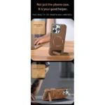 Jinduka Premium PU Leather Magsafe Supported Kickstand Hard Case For iPhone - Image 7