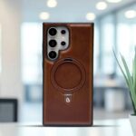 Premium Look Magnetic PU Leather Ring Stand Case For Samsung Galaxy - Image 5