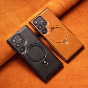 Premium Look Magnetic PU Leather Ring Stand Case For Samsung Galaxy